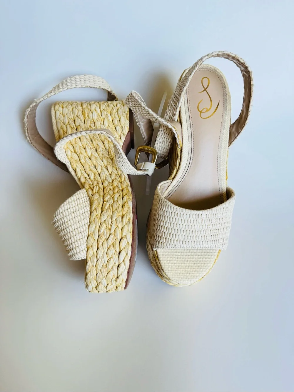 Sam Edelman Woven Platform Wedge Sandals in Cream
